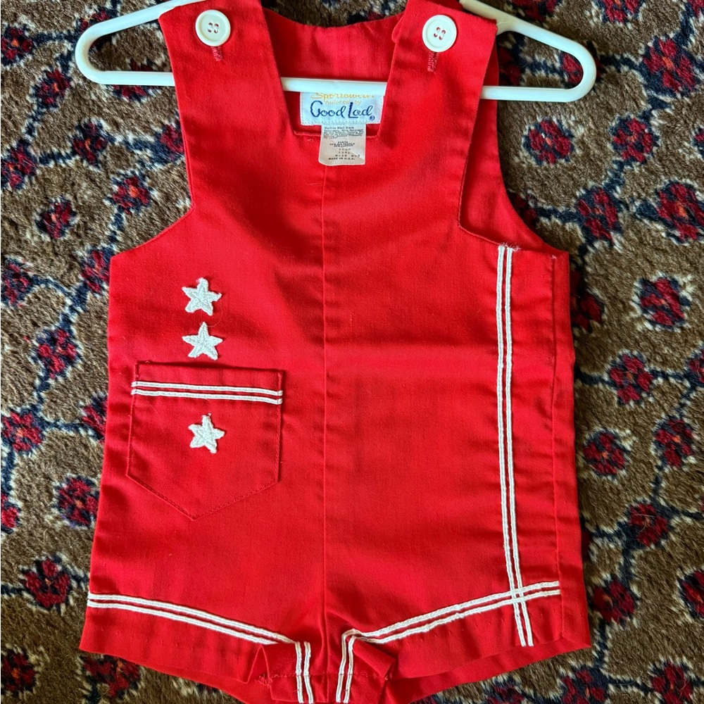 Good Lad Red Toddler, Baby One-Piece Romper with Star Embroidery Vintage